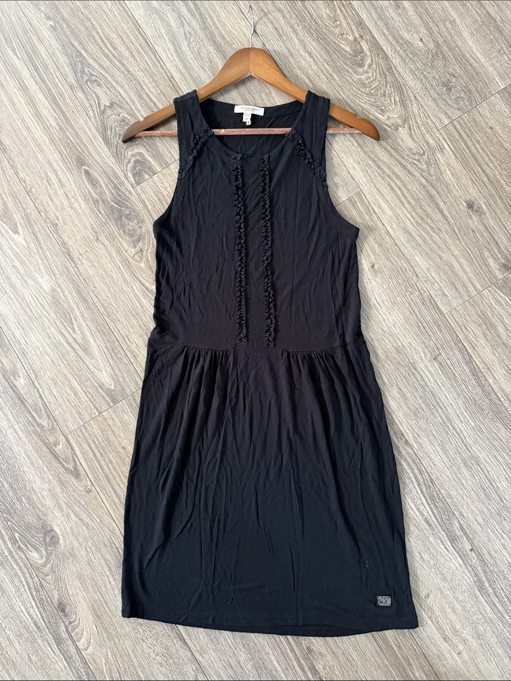 Burberry Black Sleeveless Dress with Ruffle Trim sz M